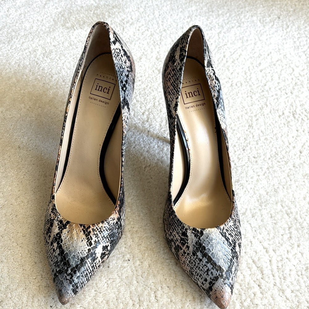 Fashion INCI Italian design women genuine leather piton multi color high heel 39